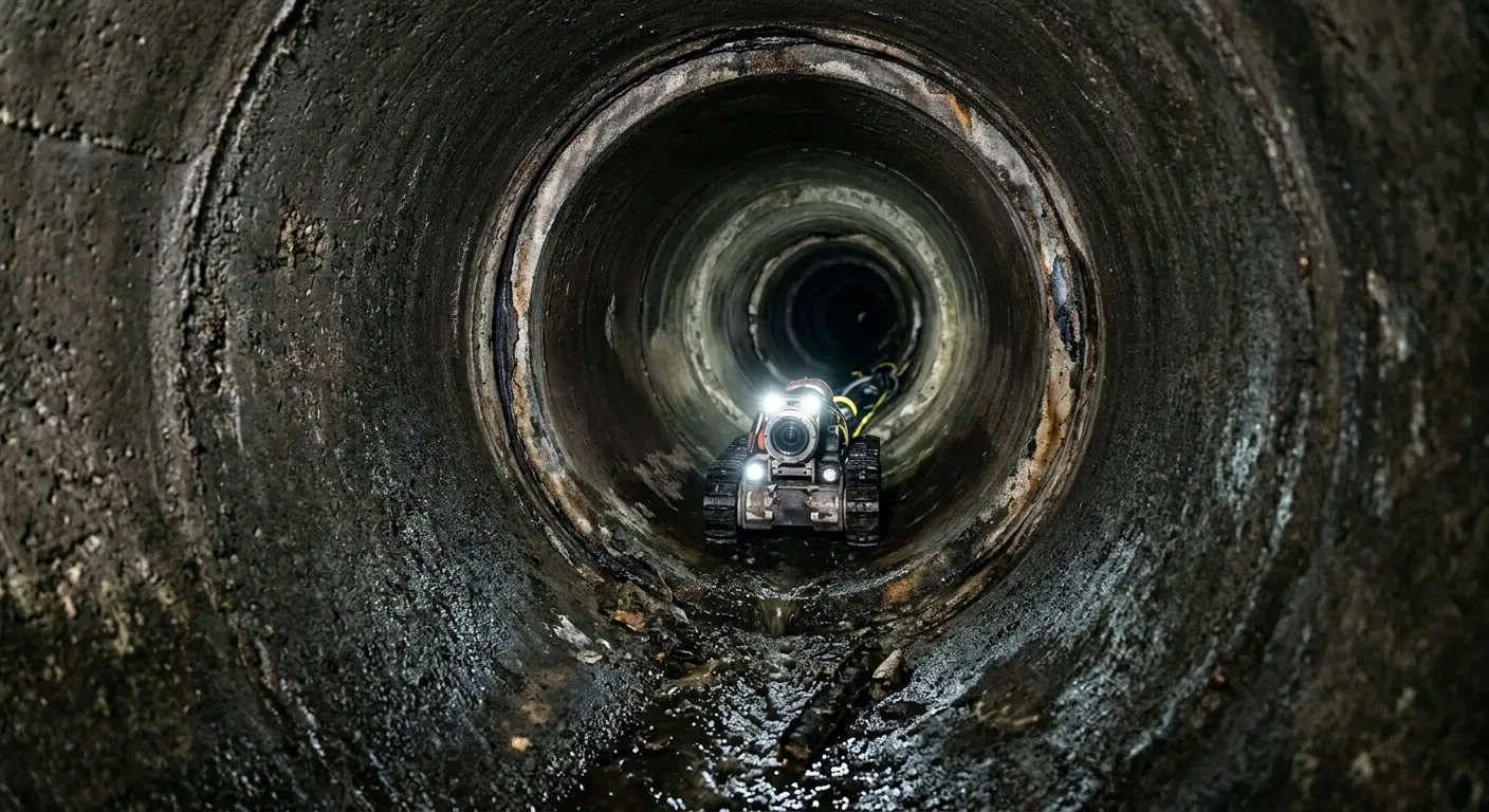 Robotic sewer camera inspecting pipe interior for Drain Snake Service in Superior